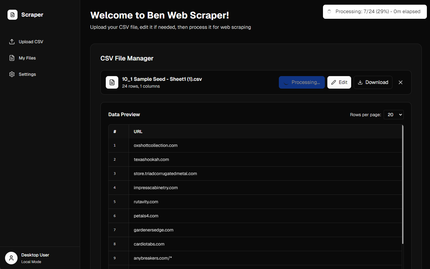 BEN WebScraper preview 3
