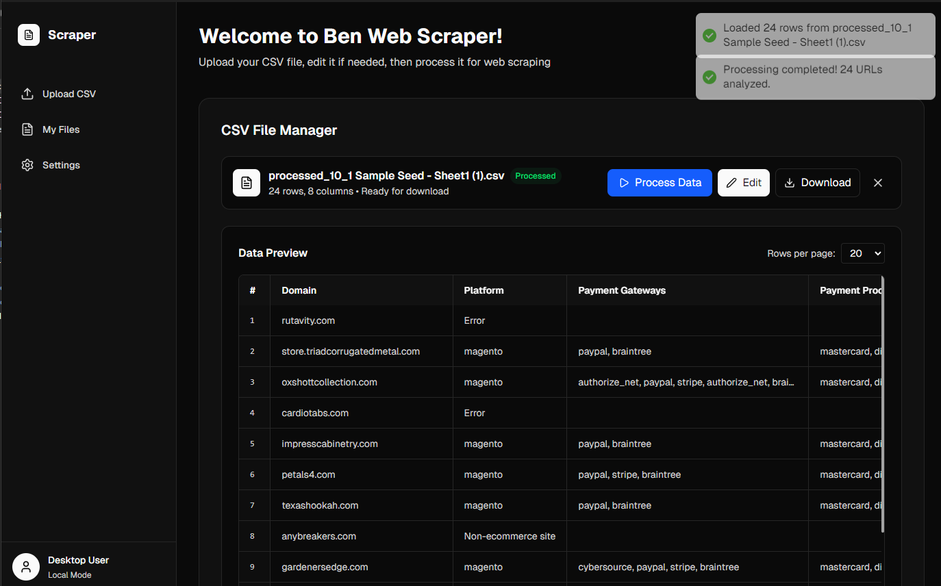 BEN WebScraper preview 4